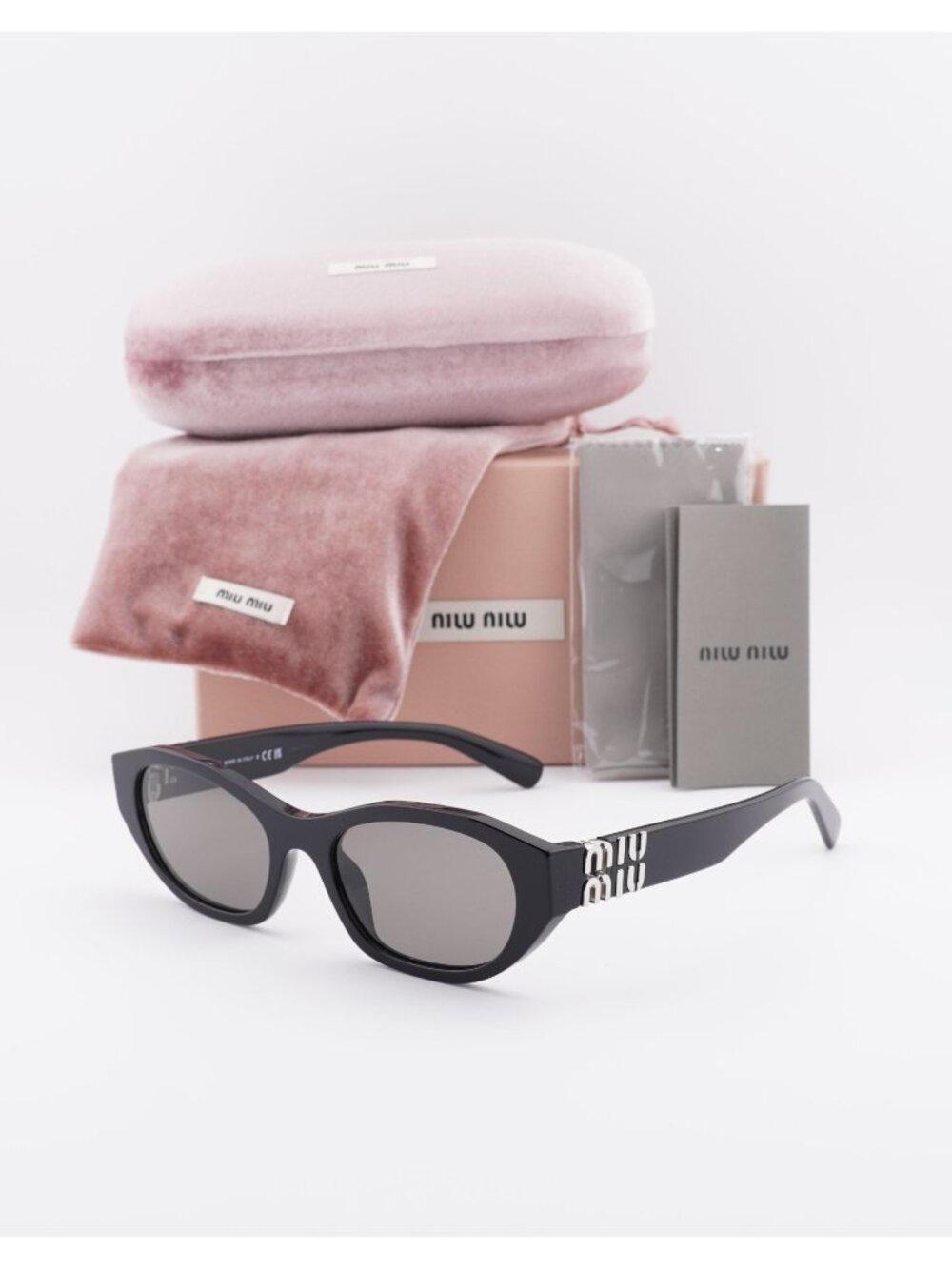 Miu Miu MU A03S 16K8 0Q Oval Women Sunglasses – Black / Grey